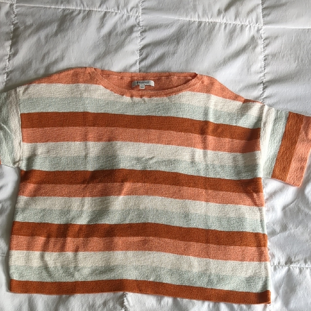 Madewell Women's Striped Sweater in Orange and Cream